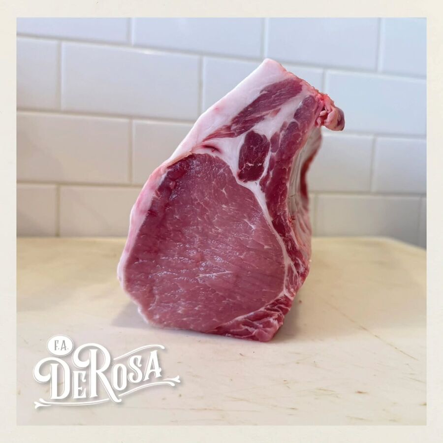 A thick-cut bone-in chop