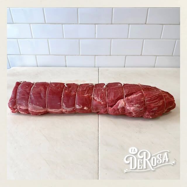 A whole USDA Prime beef tenderloin, trimmed