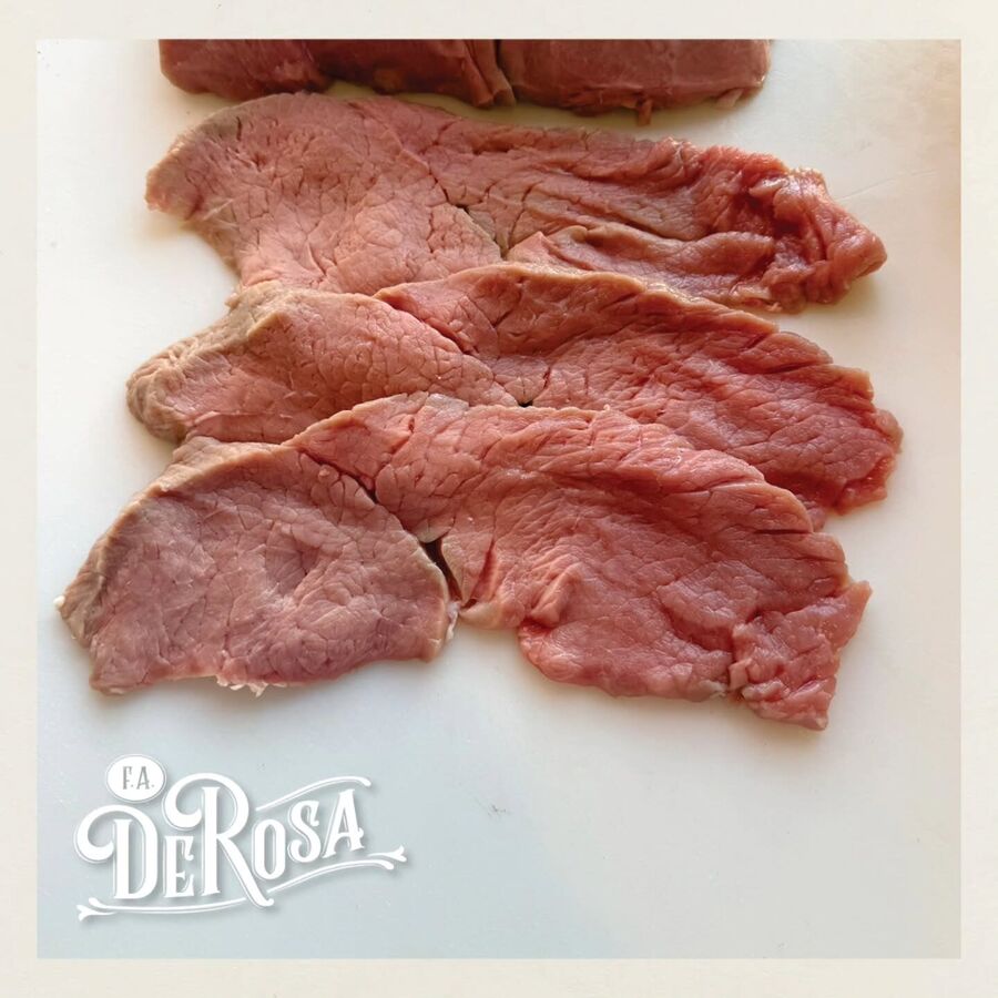 Milk-fed veal cutlets, sliced thin